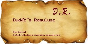 Dudás Romulusz névjegykártya